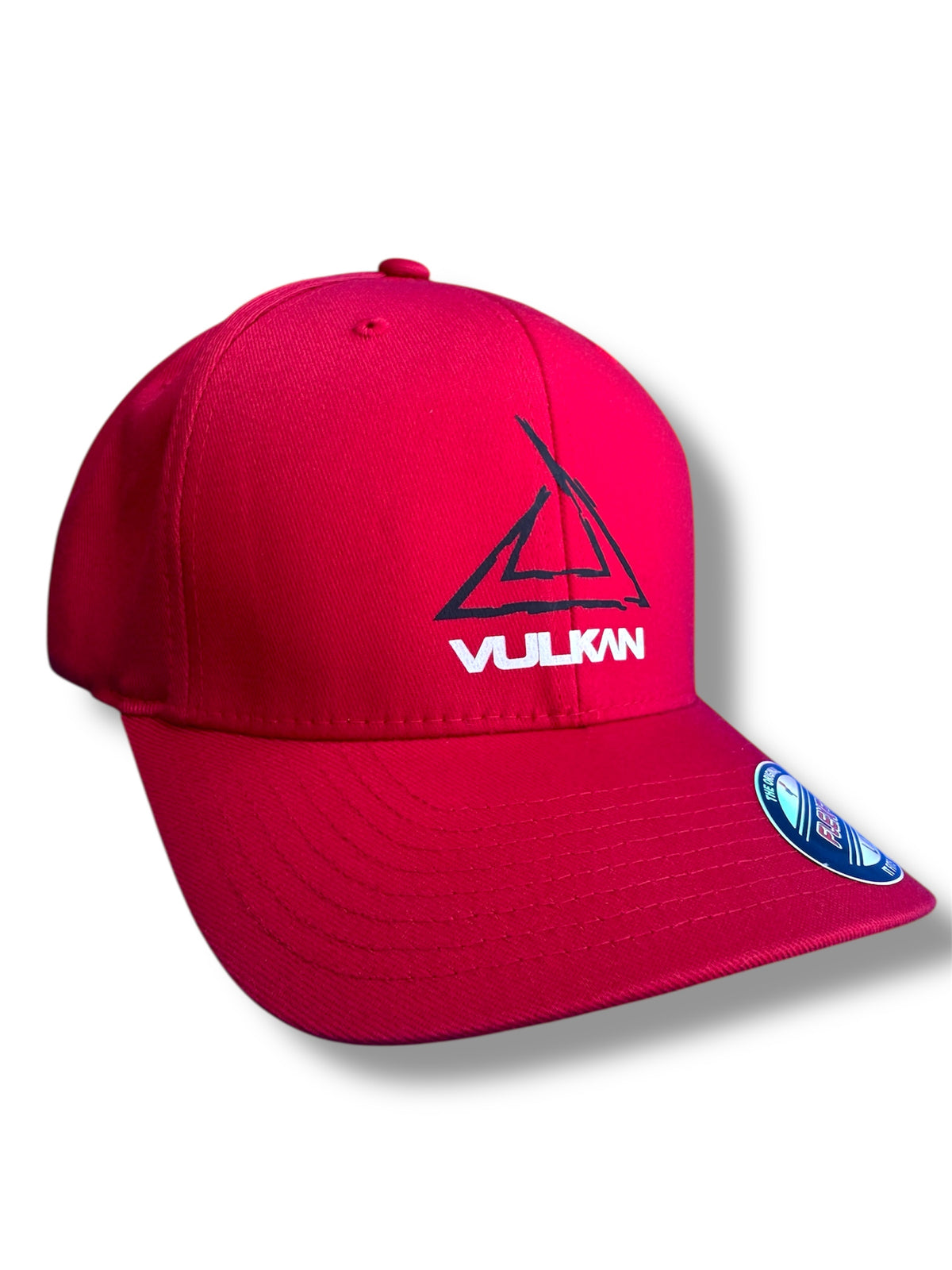 Vulkan Sketch Transparency Logo FlexFit Baseball Hat - RED/RED