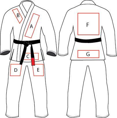 Helio Barthem JJ - Kit Adult - Right Chest 4.5&quot;/ Checkmat &amp; Center Back 10&quot; width /Smile Checkmat