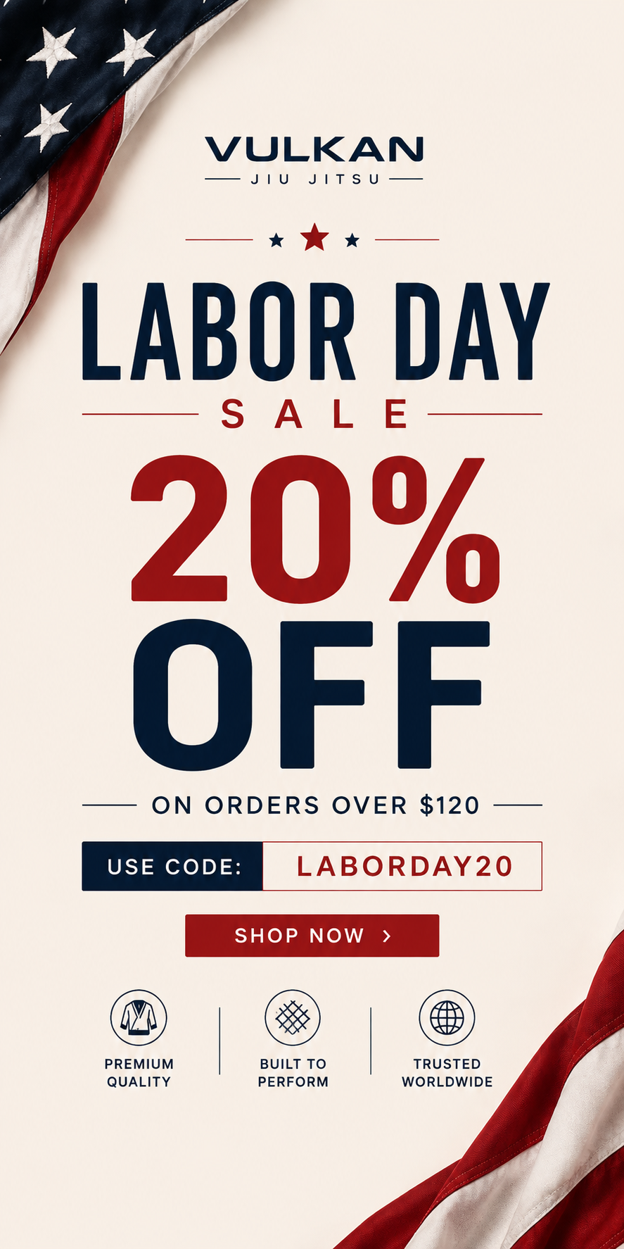 Vulkan Labor Day Sale with coupon code of 20% off storewide on orders over $120. 