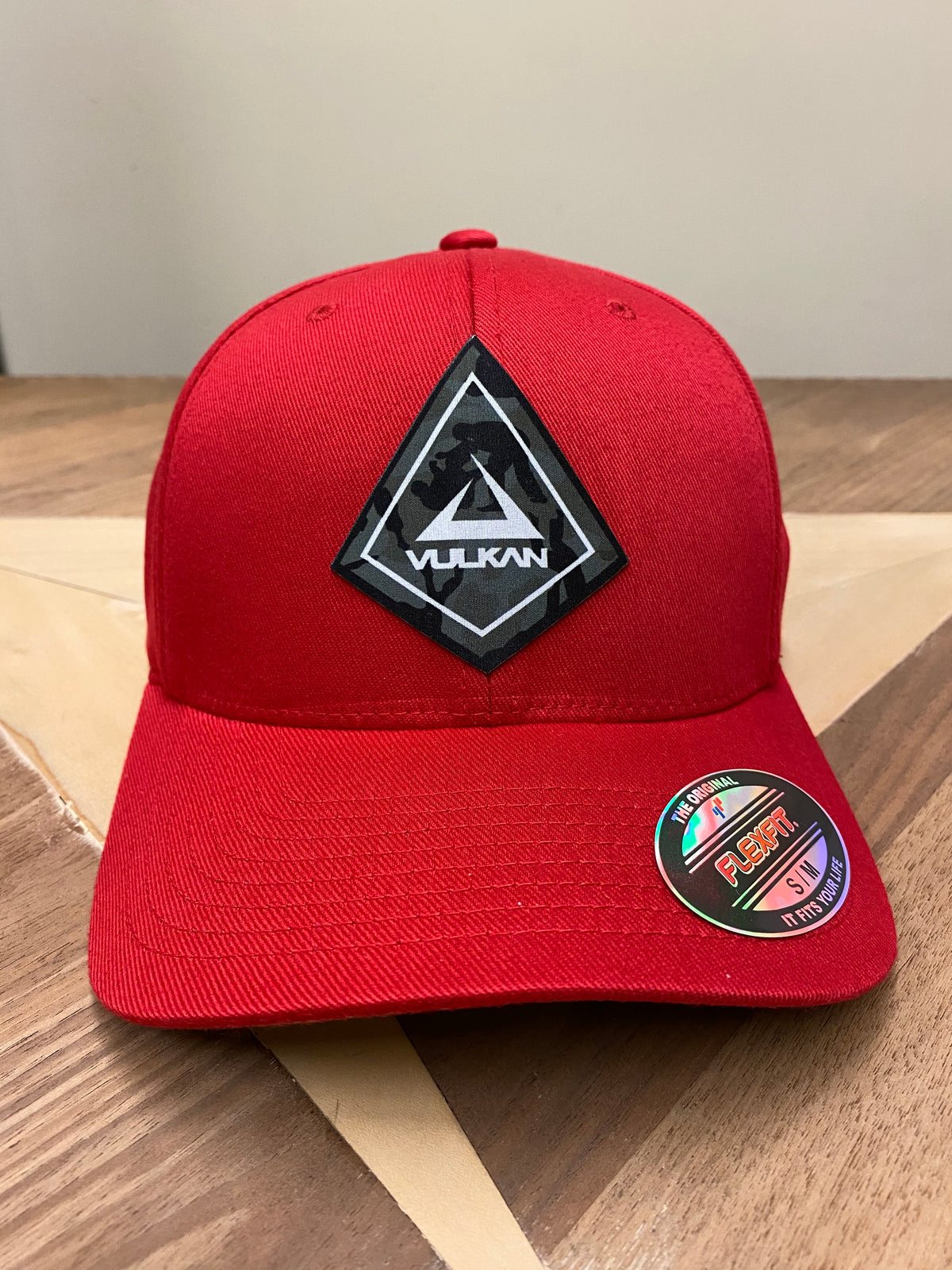 DIAMOND CAMO FlexFit Baseball Hat - RED