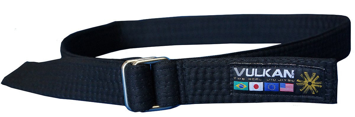 Man wearing a black Vulkan Streetwear Belt, styled to reflect his Jiu Jitsu lifestyle.